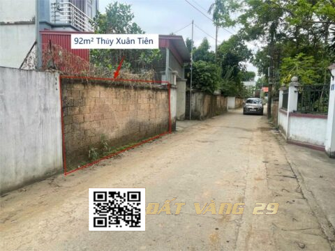 BÁN ĐẤT NỀN THỦY XUÂN TIÊN – GẦN KHU BÊ TÔNG XUÂN MAI – S=92m²