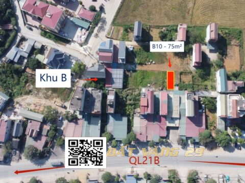 Bán đất gần UBND Xuân Mai 75m² – 2 mặt tiền – Full thổ cư B10