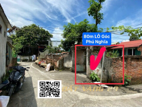 Bán đất Phú Nghĩa 80m² – Lô góc 2 mặt thoáng – Full thổ cư – Giá tốt