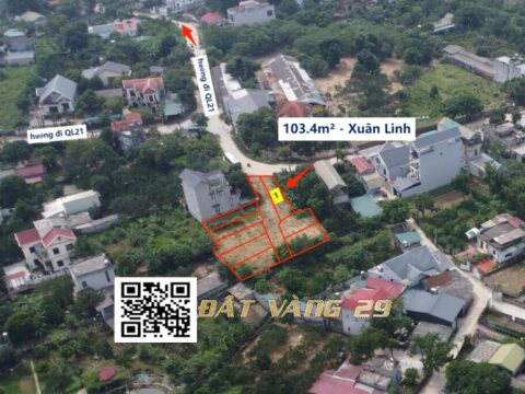 BÁN ĐẤT PHÂN LÔ XUÂN LINH THỦY XUÂN TIÊN 103,4m² (LK1) – KHU DÂN CƯ ĐÔNG ĐÚC – GẦN QL21 – GIÁ TỐT 